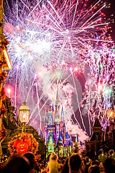 Disney Cinderella Castle Fireworks and Lights