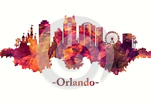 Orlando Florida skyline in red
