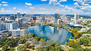 Orlando, Florida, USA Downtown Drone Skyline Aerial