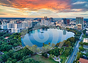 Orlando, Florida, USA Downtown Drone Skyline Aerial