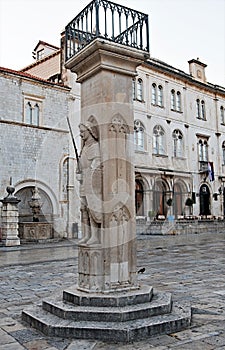 Orlando`s Column in Dubrovnik Old Town.