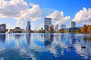 Orlando skyline fom lake Eola Florida US photo