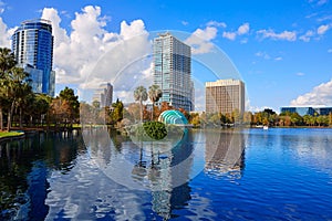 Orlando skyline fom lake Eola Florida US photo