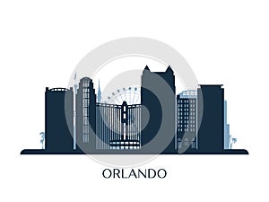 Orlando skyline, monochrome silhouette.
