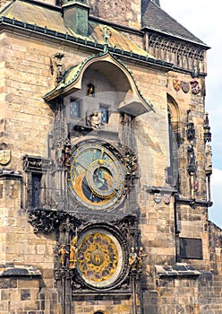 Orloj, Historical medieval astronomical clock, Old Town Hall, Prague, Czech Republic