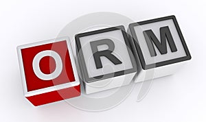 orm Object Relational Mapping word block on white