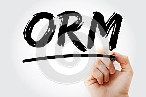 ORM - Online Reputation Management acronym with marker, business concept background
