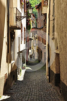 Ormea, Piemonte, Italy. Narrow lane