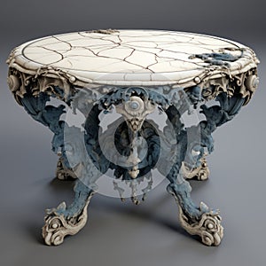 Ornate Marble Coffee Table With Mythological Symbolism photo