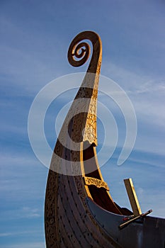 Ornament at the Bow of a Reconstructed Viking Ship in Tonsberg