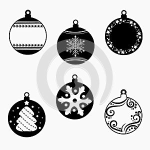 ornament chrismast set ilustration vector outline icon