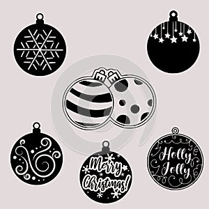 ornament chrismast set ilustration vector outline icon