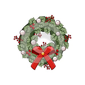 ornament christmas wreath cartoon vector illustration