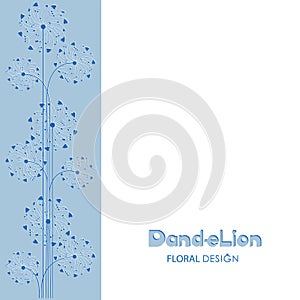 Ornament of dandelions on a light blue background.