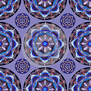 Ornament from decorative round on a violet background.