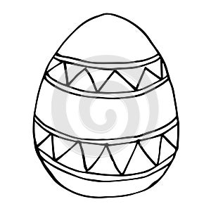 Ornament Easter egg vector black and white line art. Catolic Easter symbol.