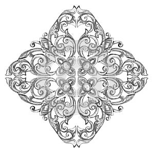 Ornament elements frame, vintage silver floral designs