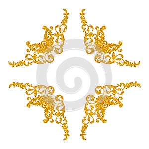 Ornament elements, vintage gold floral designs