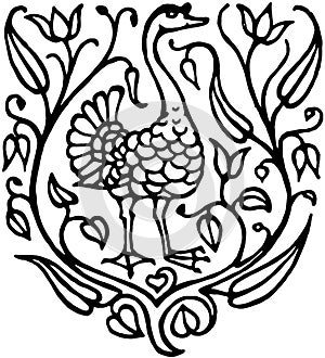 Ornament floral black and white vector