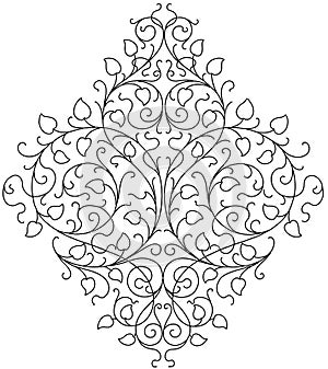 Ornament floral black and white vector