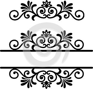 Ornament, Flourish Monogram Frame, Decorative Vintage Ornament, Ornamental Divider. photo