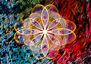 Ornament flower abstract rainbow texture paint background