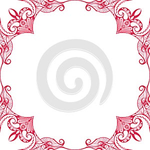Ornamental frame. Decorative border - strong dark pink] on white background