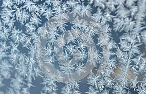Ornament of frost on a window photo