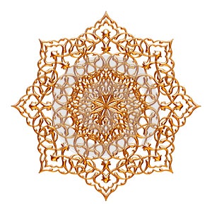 Ornament of gold plated vintage floral on isolated white background.