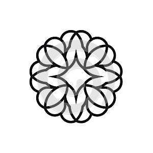 Ornament mandala logo design, love heart leaf icon vector template, simple line pattern