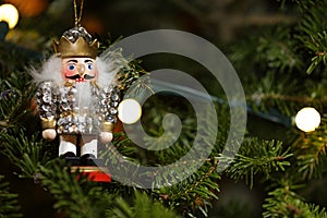Ornament nutcracker Christmas tree macro