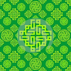 Ornament, Oriental, Arabic, Islamic, Green Seamless pattern texture background. Vector ramadan mubarak.