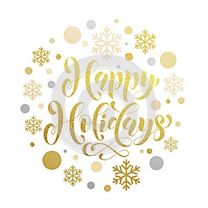 Ornament pattern background Happy Holidays golden decoration text