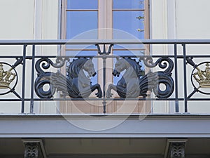 ornament of two horses on a balcony