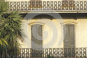 Ornamental apartment windows and balcony, Savannah, GA