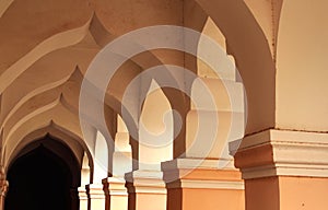 Ornamental arch in people hall of the thanjavur maratha palace