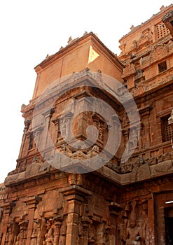 Ornamental architecture work of the ancient Brihadisvara Temple in Thanjavur, india.