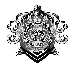 Ornamental Baroque Heraldry Shield `Royal Squad` Crest Coat Arms