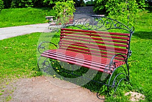 Ornamental bench in park