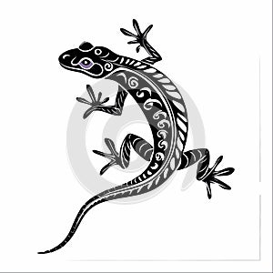 Ornamental Black Lizard Tattoo Design