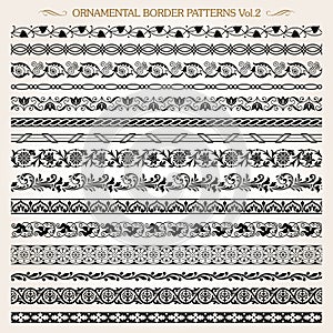 Ornamental border frame line vintage patterns 2 vector