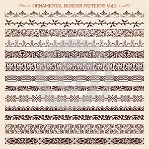 Ornamental border frame line vintage patterns 3 vector