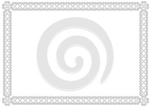 Ornamental border or frame in white with black outlines isolated on white background