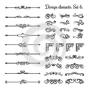 Ornamental borders and flourish corners, royal ornament swirls vector vintage page dividers