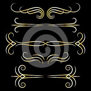 Ornamental borders set. Swirly lines design elements. Vintage decorative borders and page dividers. Vector illustration.