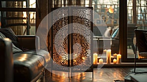 The Ornamental Candle Screen adds a romantic and intimate atmosphere to any space. 2d flat cartoon