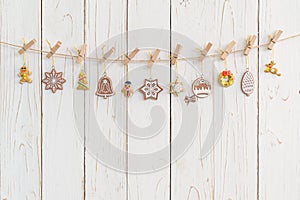 Ornamental christmas decoration hanging on wooden for christmas