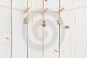 Ornamental christmas decoration hanging on wooden for christmas