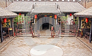 Ornamental courtyard of a historical house in Pingyao, China