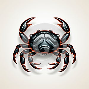 Ornamental Crab Illustration With Horoscope Symbols On White Background